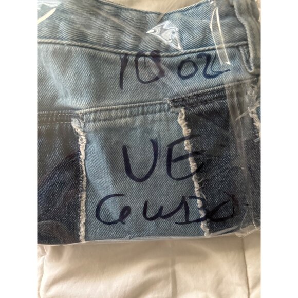 Pacsun Womens Two-Tone Denim Mini Skirt Size 27 Fringe Hem Blue Patchwork Cotton - Picture 11 of 12